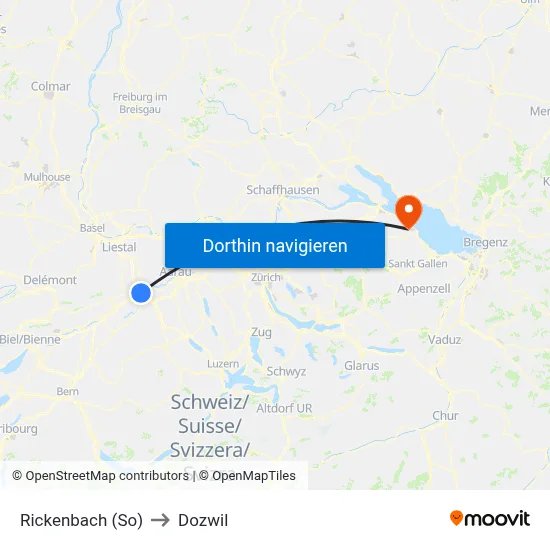 Rickenbach (So) to Dozwil map
