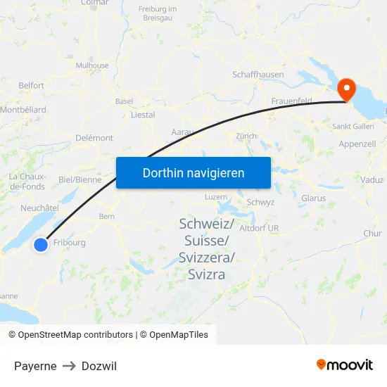 Payerne to Dozwil map