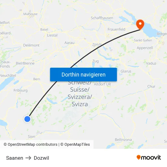 Saanen to Dozwil map