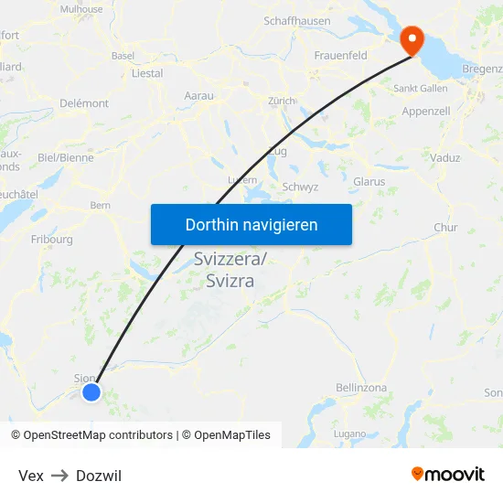 Vex to Dozwil map