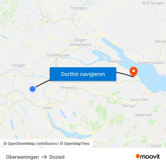 Oberweningen to Dozwil map