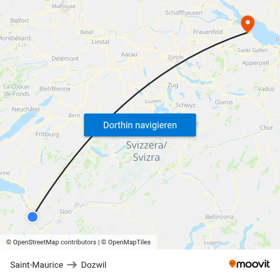 Saint-Maurice to Dozwil map