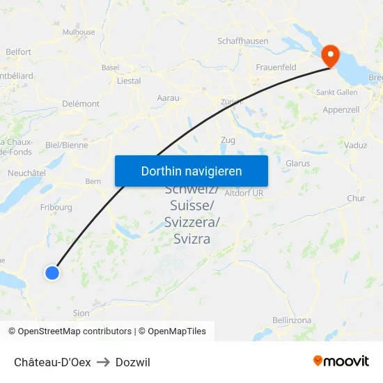 Château-D'Oex to Dozwil map