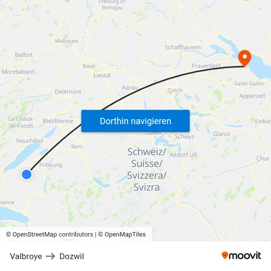Valbroye to Dozwil map
