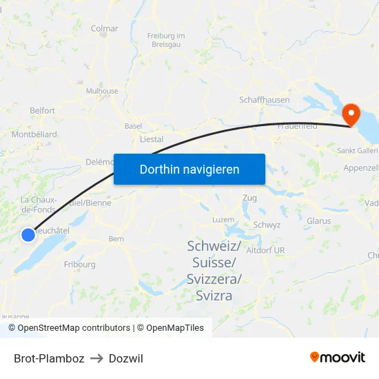 Brot-Plamboz to Dozwil map