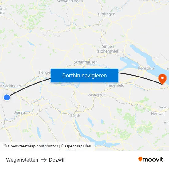 Wegenstetten to Dozwil map