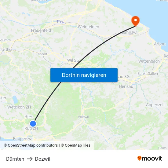 Dürnten to Dozwil map