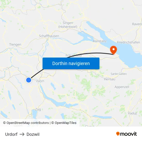 Urdorf to Dozwil map