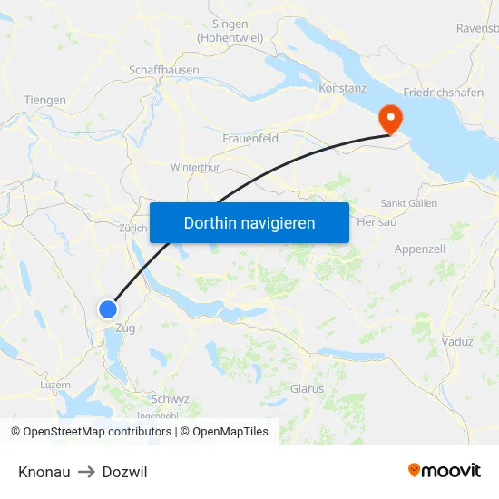 Knonau to Dozwil map