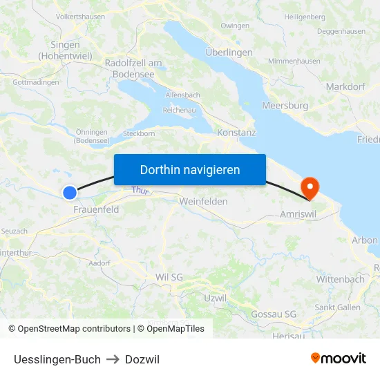Uesslingen-Buch to Dozwil map