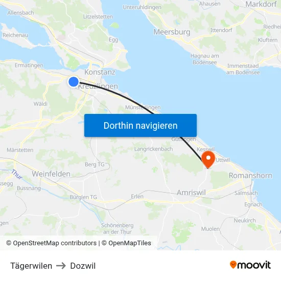Tägerwilen to Dozwil map