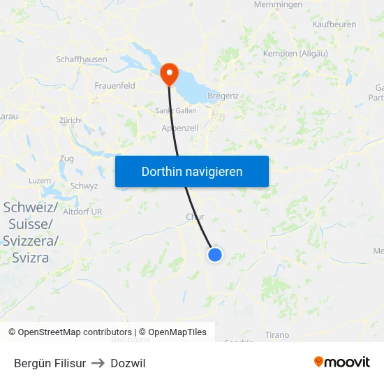 Bergün Filisur to Dozwil map