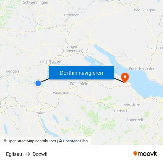 Eglisau to Dozwil map