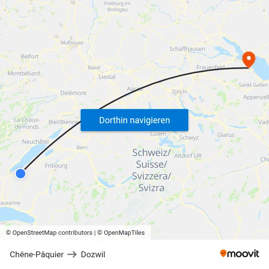 Chêne-Pâquier to Dozwil map