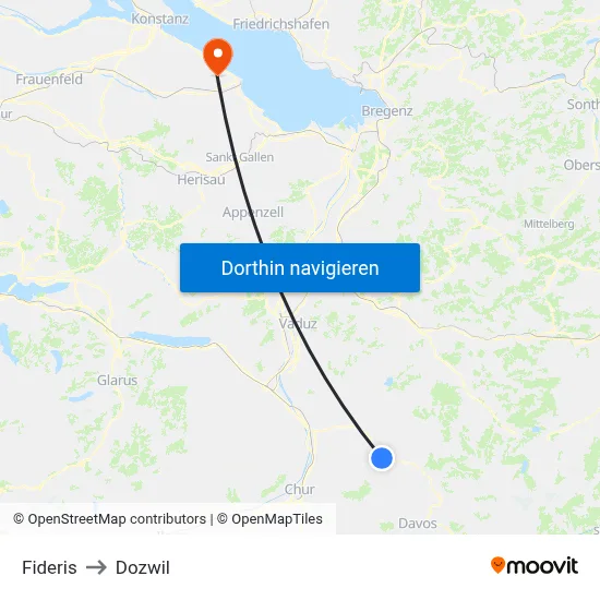 Fideris to Dozwil map