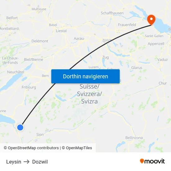 Leysin to Dozwil map