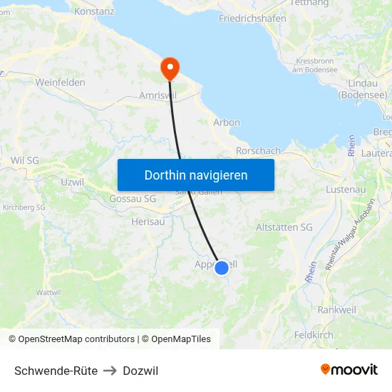 Schwende-Rüte to Dozwil map