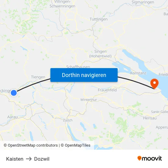 Kaisten to Dozwil map