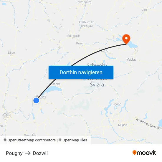 Pougny to Dozwil map