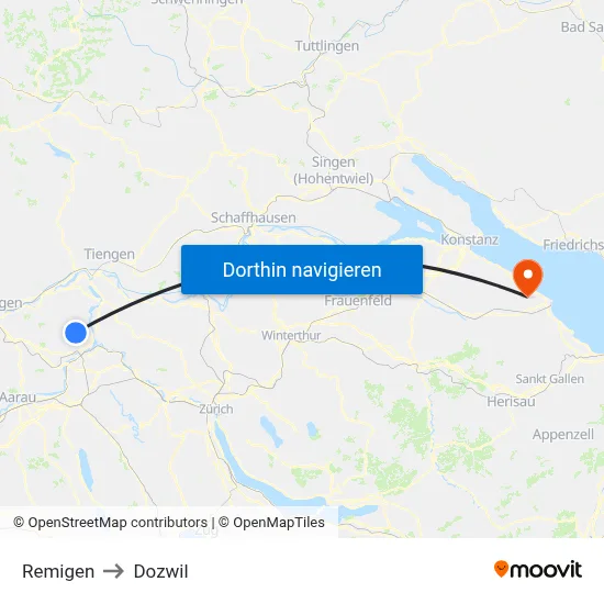 Remigen to Dozwil map