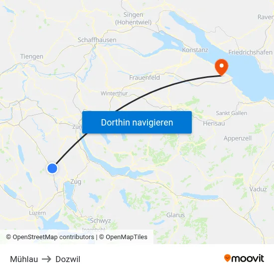 Mühlau to Dozwil map