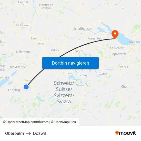 Oberbalm to Dozwil map