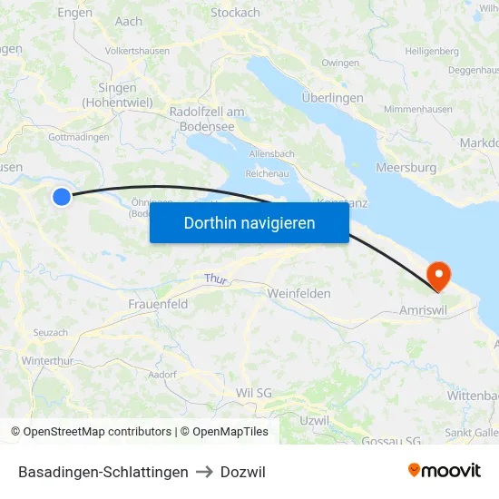 Basadingen-Schlattingen to Dozwil map