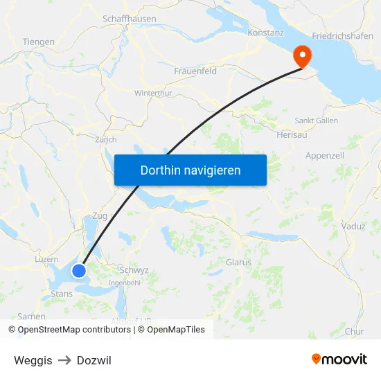 Weggis to Dozwil map
