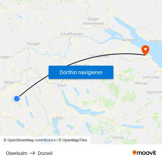 Oberkulm to Dozwil map
