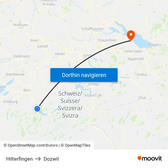 Hilterfingen to Dozwil map