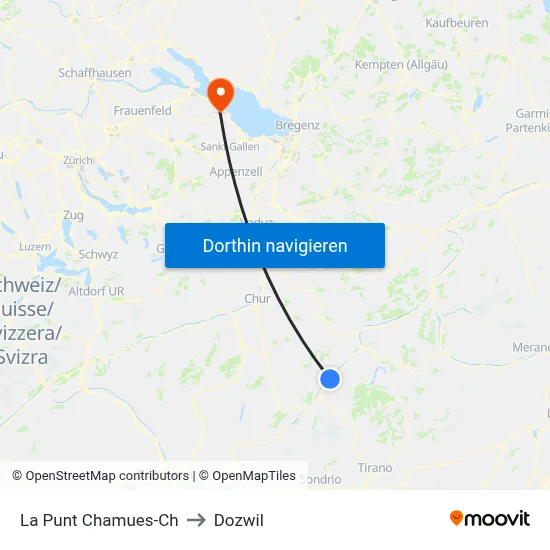 La Punt Chamues-Ch to Dozwil map