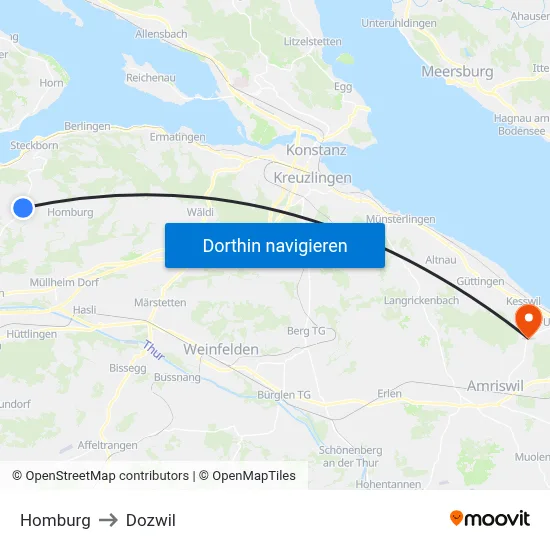Homburg to Dozwil map