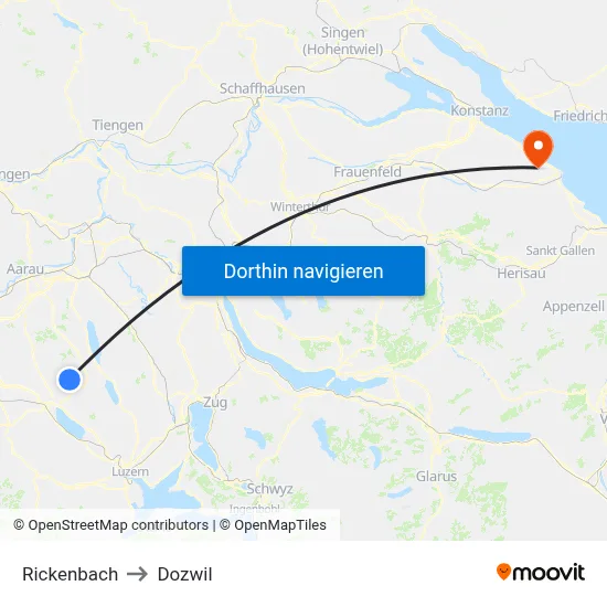 Rickenbach to Dozwil map