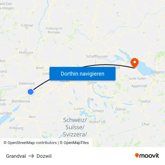 Grandval to Dozwil map