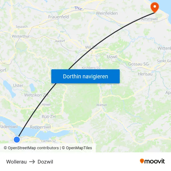 Wollerau to Dozwil map