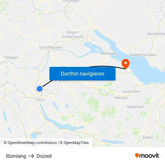 Rümlang to Dozwil map