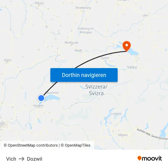 Vich to Dozwil map
