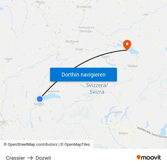 Crassier to Dozwil map