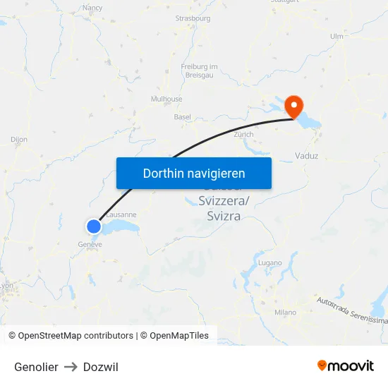 Genolier to Dozwil map