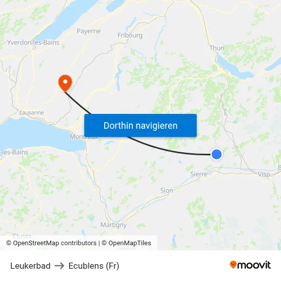 Leukerbad to Ecublens (Fr) map