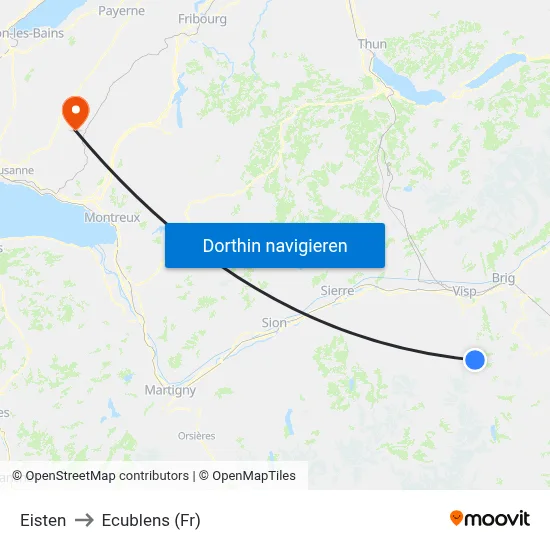 Eisten to Ecublens (Fr) map