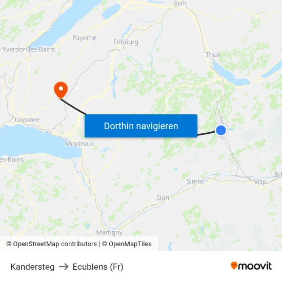 Kandersteg to Ecublens (Fr) map