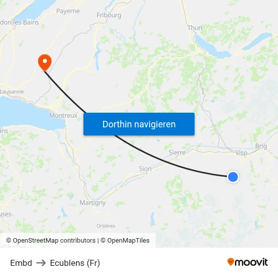 Embd to Ecublens (Fr) map