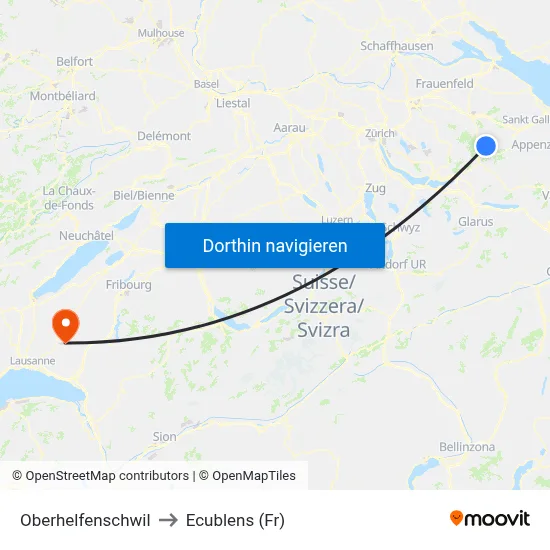Oberhelfenschwil to Ecublens (Fr) map