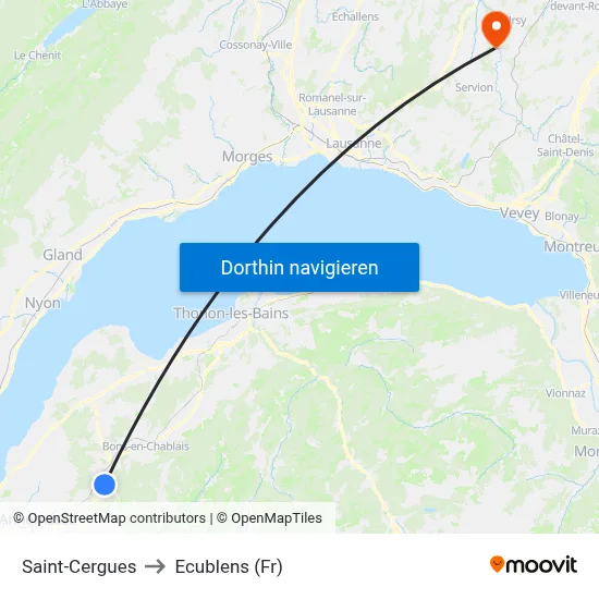 Saint-Cergues to Ecublens (Fr) map
