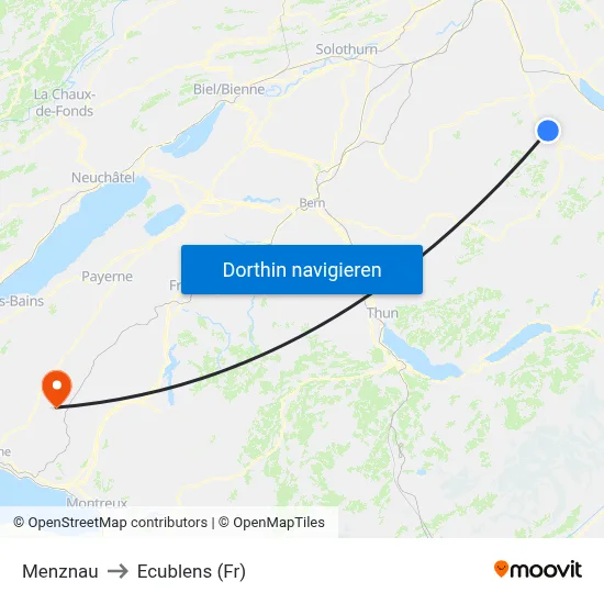 Menznau to Ecublens (Fr) map