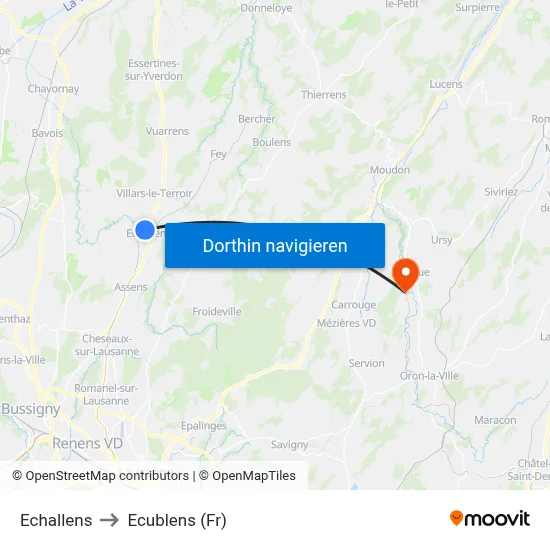 Echallens to Ecublens (Fr) map