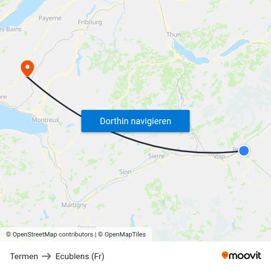 Termen to Ecublens (Fr) map