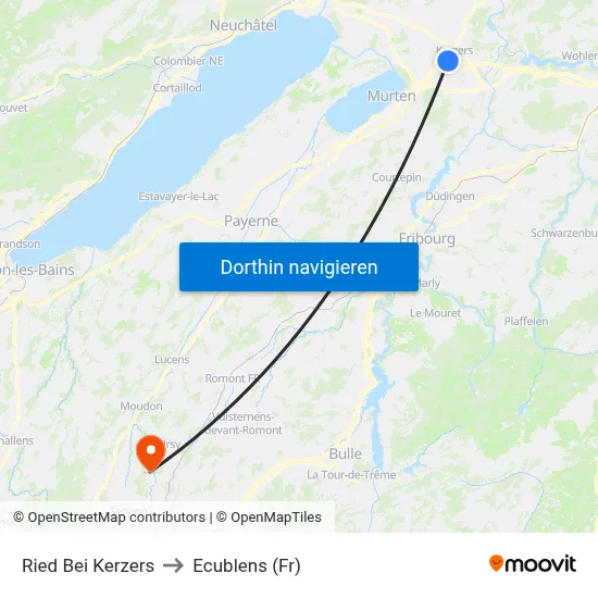 Ried Bei Kerzers to Ecublens (Fr) map