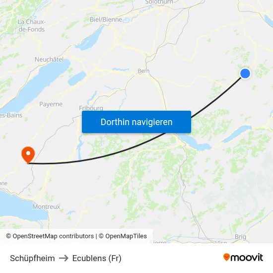 Schüpfheim to Ecublens (Fr) map